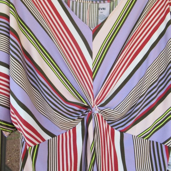 Evri dress with stretch figure flattering stripes & slit in back 3X - Picture 7 of 14